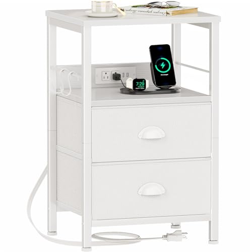 Furologee Furologee End Table with Charging Station, Nightstand with F — Build quality and design details up close