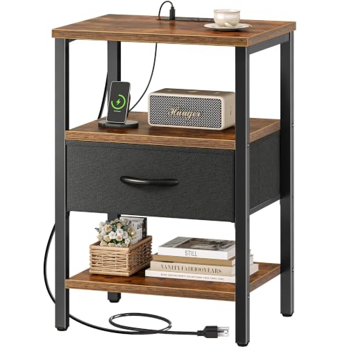 SUPERJARE SUPERJARE Nightstand with Charging Station, Bed Side Table w — Key features at a glance