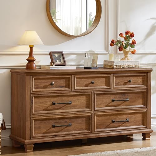 SAVOR LIFE SAVOR LIFE Farmhouse 7 Drawer Dresser for Bedroom, Brown — Controls and everyday operation