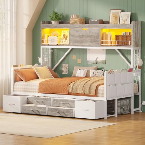 MSmask MSmask Daybed with High Bookcase & 6 Storage Drawers, Twin Corn — Key features at a glance