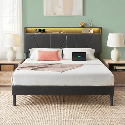 Zinus Zinus Maya Upholstered Platform Bed Frame, RGB LED Lights, Queen — Controls and everyday operation
