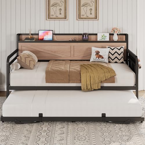 LIKIMIO LIKIMIO Twin Daybed with Pop Up Trundle & Charging Station & S — Build quality and design details up close
