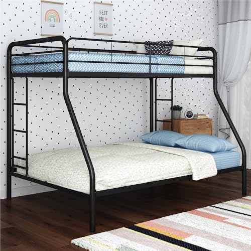 DHP DHP Dusty Metal Bunk Bed with Secured Ladders, Twin/Full, Black — Key features at a glance