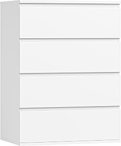 FOTOSOK White Dresser, 4 Drawer Dresser Small Chest of Drawers 23.6L x 15.7W x 31.5H in, M