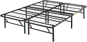 Amazon Basics Bed Frame with Ample Underbed Storage, Foldable Metal Platform, Sturdy Steel