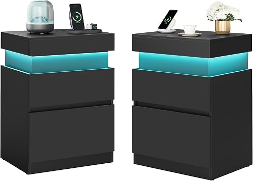 VASAGLE Kailyn Collection - Nightstands with Power Outlets, Sliding Li — Our recommended configuration for best results