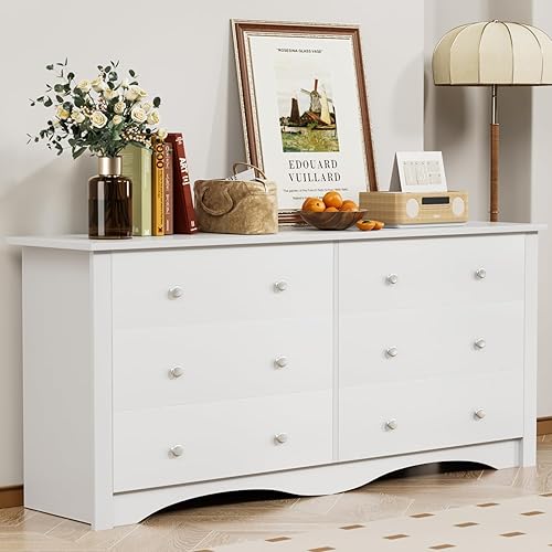 YESHOMY White Wood Dresser with 6 Drawer, 47.2‘’ Cabinets Dressers Woo — Side-by-side comparison of top picks in this category