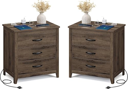 VASAGLE LIRY Collection - Farmhouse Nightstand with Charging Station, — Real-world performance testing in action
