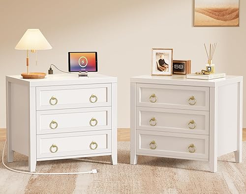 Huuger Paint Night Stand with Charger Station and USB-C Port, 3 Drawer — Side-by-side comparison of top picks in this category