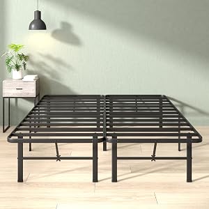 Zinus Rumi 14in Queen Metal Bed Frame, Quick Assembly SmartBase Mattress Foundation, Heav