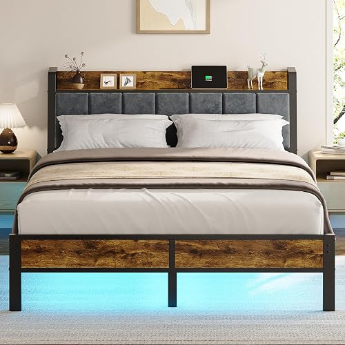 Liians Queen Size Bed Frame with Wood Headboard, Metal Platform Bed wi — Real-world performance testing in action