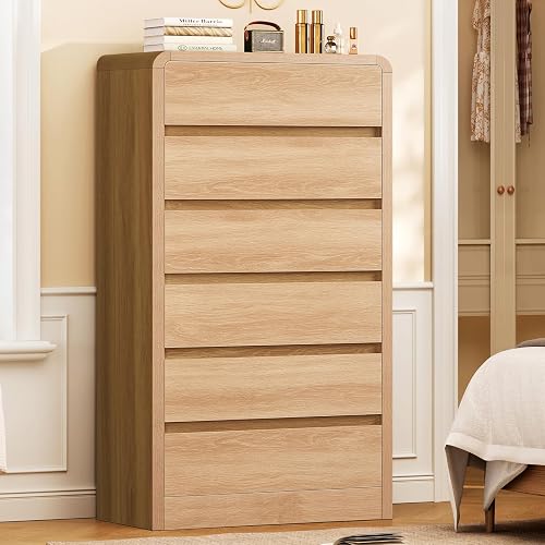 TEENFON Tall Dresser for Bedroom with 6 Drawers, 49.2