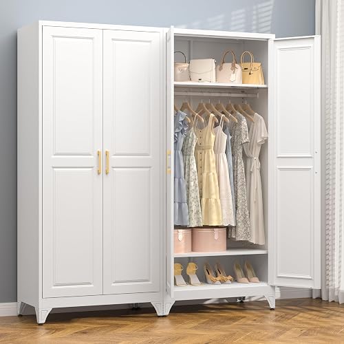 Polup Metal Armoire Wardrobe Closet with Doors and Shelves, 71