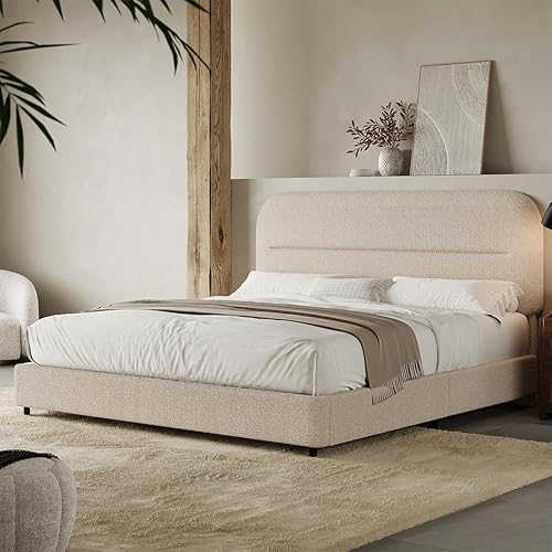 HOMBCK Bed Frame Queen Size, Boucle Upholstered Platform Queen Bed Fra — Real-world performance testing in action