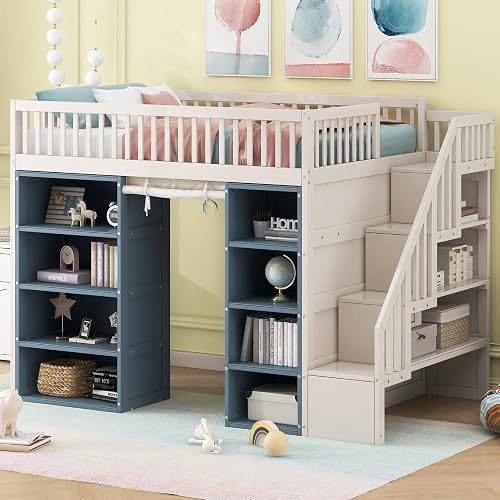 GDFStudio Full Size Loft Bed with 2 Four-Layer Storage Cabinets, Stora — Real-world performance testing in action