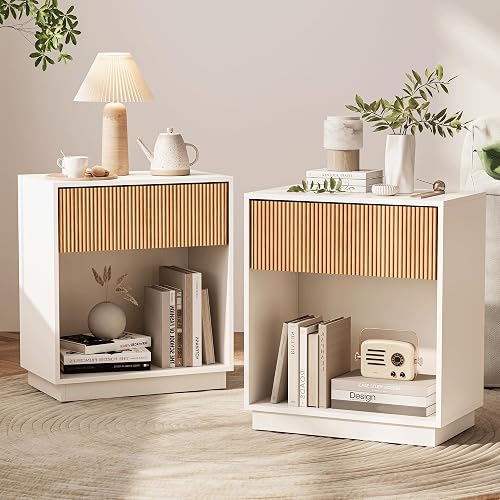 Fluted Nightstands Set of 2, Modern Bedside Table with Drawer and Stor — Side-by-side comparison of top picks in this category