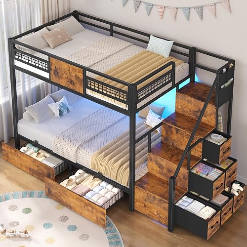 BTHFST Bunk Bed Twin Over Twin with Stairs, LED Lights Twin Bunk Bed w — Side-by-side comparison of top picks in this category