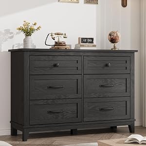 GarveeHome 6 Dresser for Bedroom, 47 in Wide Drawer Dresser with Storage Freestanding, Woo