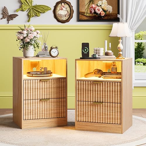 yesasin Night Stand Set 2, LED Nightstand with Charging Station, Flute — Side-by-side comparison of top picks in this category