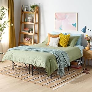 Amazon Basics Bed Frame with Storage, Foldable Metal Platform, Sturdy Steel, No Box Spring