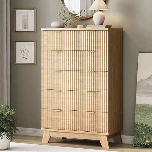 Fluted Dresser for Bedroom with 6 Drawers, 46