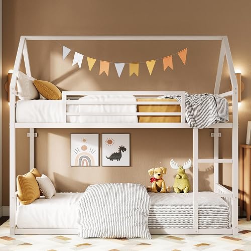 LIKIMIO Bunk Bed Twin Over Twin, House Bunk Bed Frame with Ladder and — Our recommended configuration for best results