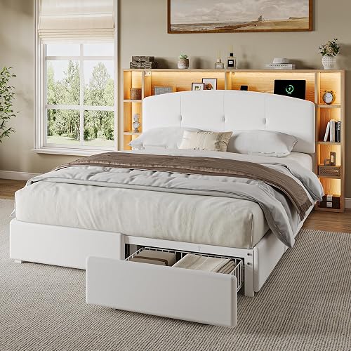 Einhomn Queen Bed Frame with 5-Tier Storage Headboard & 4 Large Drawer — Our recommended configuration for best results